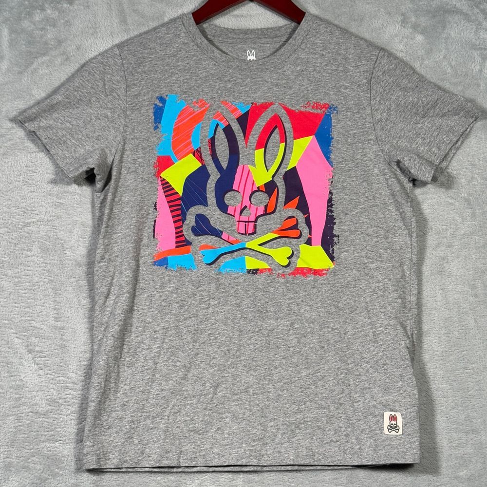 Psycho Bunny Shirt Mens XS 3 Gray Multicolor Logo Short Sleeve T‎ Tee